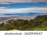 Aerial view of the city of Toulon and its port in the south of France