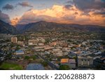 Aerial View of the City of Wailuku on the Island of Maui in Hawaii