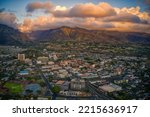 Aerial View of the City of Wailuku on the Island of Maui in Hawaii