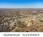 Aerial view of the cityscape around Mitch Park at Edmond, Oklahoma