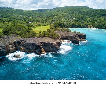 Aerial View Of A Cliff In Portland Jamaica