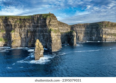 Aerial view of the Cliffs of Moher near sunset along the Burren region in County Clare, Ireland - Powered by Shutterstock