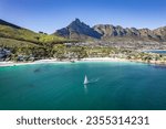 Aerial view of Clifton beach in Cape Town, Western Cape, South Africa