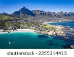 Aerial view of Clifton beach in Cape Town, Western Cape, South Africa