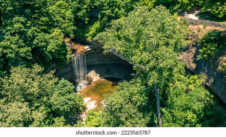 Aerial view of Clifty Falls in Clifty Falls State Park in Madison, Indiana