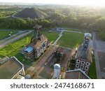 Aerial view of coal slag heaps near Oignies, Northern France