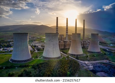 Aerial view the coal-fired power plant at Kozani in northern Greece.