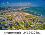 Aerial View of the Coastal Town of Rockport, Texas on the Gulf of Mexico