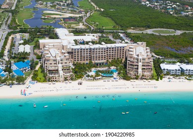 Aerial View Of Coastline Of Grand Cayman, Cayman Islands, Caribbean 