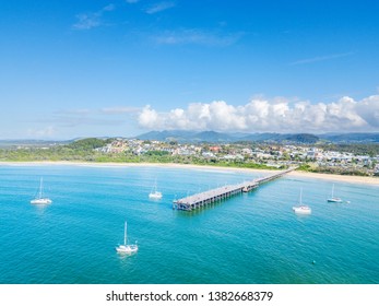 An Aerial View Of Coffs Harbour Beach And Harbour