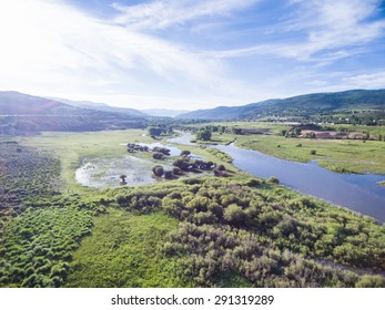 Aerial View Of Colorado River At Scienic View Near I70.