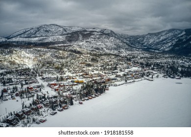 Aerial View of the Colorado Town of Grand Lake outside of Rocky Mountain National Park - Powered by Shutterstock