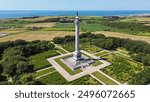 Aerial view of the Column of the Grande Armée, a triumphal column topped by a bronze statue of Napoleon Bonaparte located  near the English Channel in Boulogne-sur-Mer, France