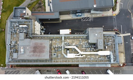 Aerial View Of Commercial Building Rooftop