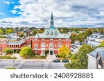 Aerial view of Concord City Hall and Auditorium, in New Hampshire. The Concord City Auditorium is a beautiful historic theater owned and held in trust by the City of Concord