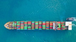 Aerial view , container ship or cargo ship in import export and business logistic., a Transportation Photo by WathanyuSowong