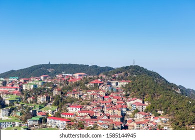 Aerial View Of Cooling Town In Beautiful Mount Lu, China.