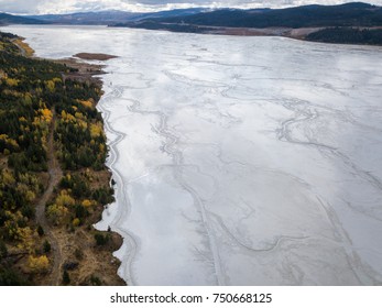 Aerial View Of Copper Mine Tailing Pond In The Interior British Columbia, Canada.