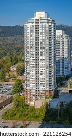 Aerial View Of Coquitlam Residential Apartment Buildings. Taken In Greater Vancouver, British Columbia, Canada. Travel Photo, Nobody-October 1,2022