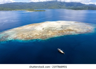 Aerial View Of A Coral Reef Batanta Island, Raja Ampat Indonesia.