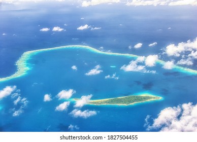 Aerial View Of Coral Reef Near Vanua Levu Fiji South Pacific Ocean