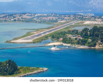 Aerial View Of Corfu Airport In Greece