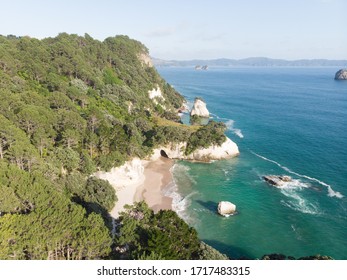 Aerial View Of Coromandel Coast, Cathedral Cove, New Zealand