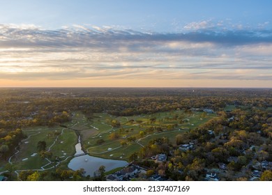 Aerial view of the Country club of Mobile at sunset in Mobile, Alabama 