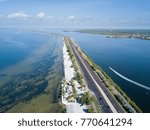 Aerial View of a the Courtney Campbell Causeway in Tampa Bay Florida