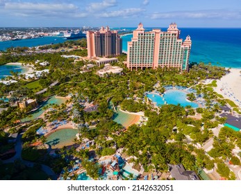 Aerial view of The Cove and Reef Tower at Atlantis Hotel on Paradise Island, Bahamas. - Powered by Shutterstock