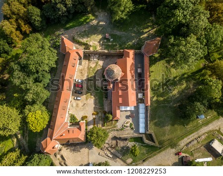 Aerial view of Cris (Keresd) Renaissance medieval Bethlen castle in Transylvania Romania
