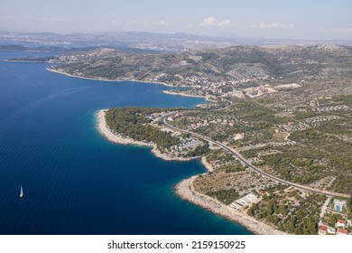 aerial view of the Croatia coastline - Shutterstock ID 2159150925