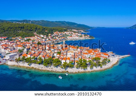 Aerial view of Croatian town Korcula