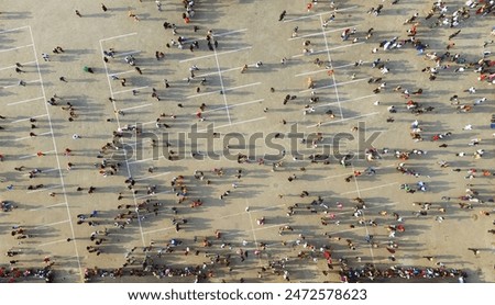 Similar – Aerial View From Flying Drone Of People Crowd Relaxing On Algarve Beach In Portugal