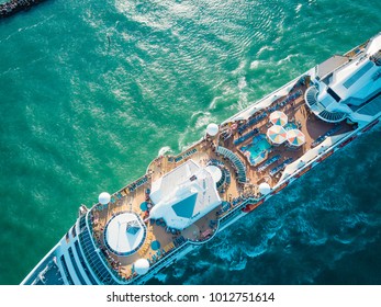 Aerial view to cruise ships in Miami, Florida