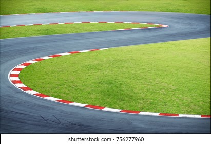 Aerial View Curving Race Track  