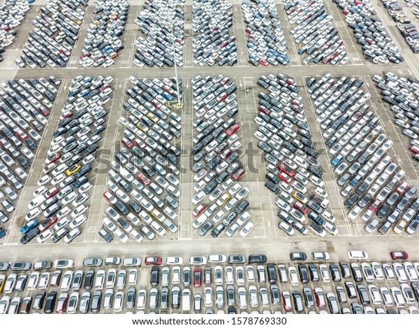 Aerial view of the\
customers car park.