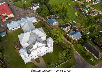 Aerial View Of Dagda St. Trinity Roman Catholic Church, Latvia