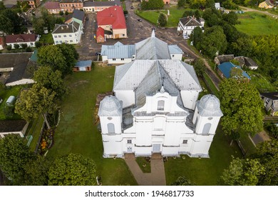 Aerial View Of Dagda St. Trinity Roman Catholic Church, Latvia