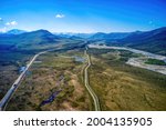 Aerial View of the Dalton Highway during the Alaska Summer