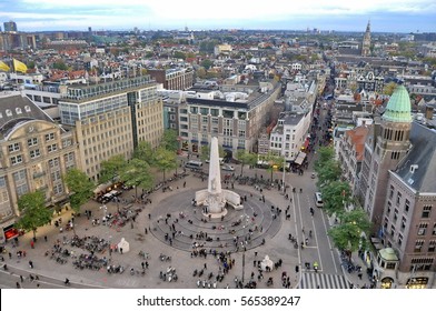  Aerial View of Dam Square, Amsterdam, Netherlands