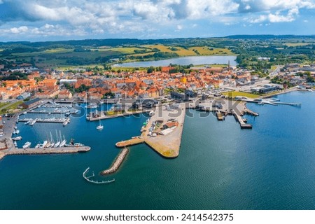 Aerial view of Danish town Faaborg.