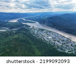 Aerial view of Dawson City Yukon Canada