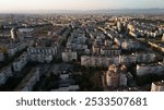 An aerial view of a densely populated urban area of Mladost, Sofia, Bulgaria