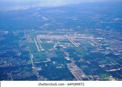 Aerial View Of The  Detroit Metropolitan Wayne County Metro Airport (DTW) 