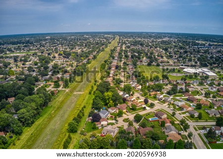 Aerial View of the Detroit Suburb of Sterling Heights, Mighican