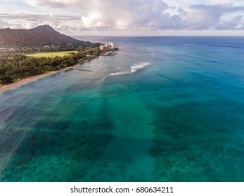 Aerial View Of Diamond Head And The Ocean In Honolulu Hawaii