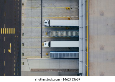 Aerial View Of The Distribution Center, Drone Photography Of The Industrial Logistic Zone.