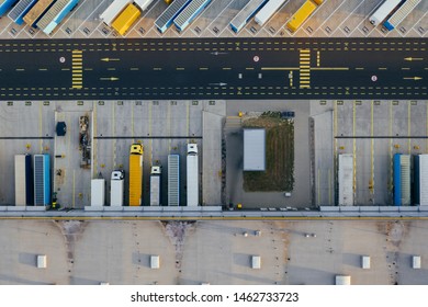 Aerial View Of The Distribution Center, Drone Photography Of The Industrial Logistic Zone.