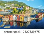 Aerial view of district Skutevik in Bergen, Norway